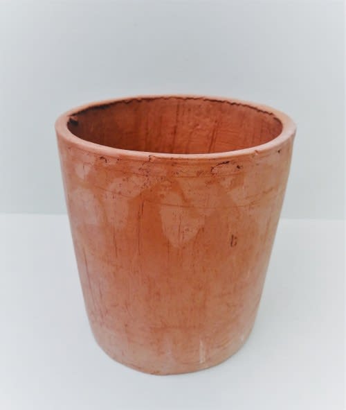Red Seal Terracotta Clay Round Cylindrical Pot