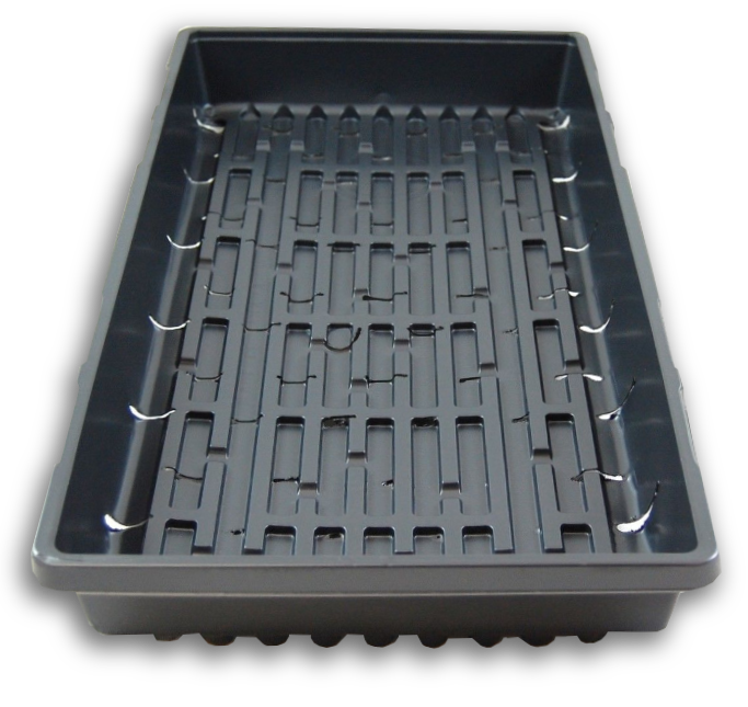 Large Flat Black Plastic Reuseable Jiffy Seed Tray / Microgreen Tray 40cm x 30cm x 6cm
