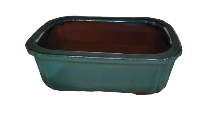 27 x 20 x 8 cm - Glazed Bonsai Pot - Green