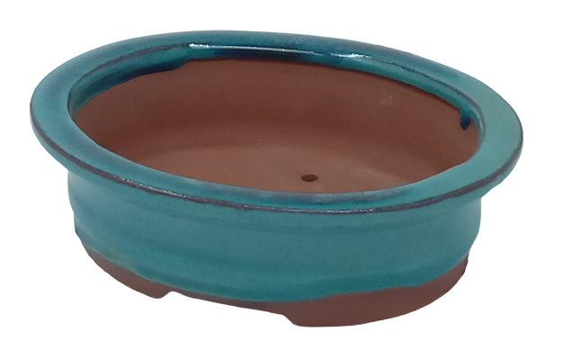 20 x 16 x 6 cm - Glazed Bonsai Pot - Turquoise