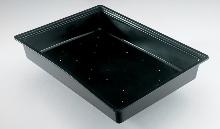 Large Flat Black Plastic Reuseable Seed Tray / Microgreen Tray (with holes) 48cm x 35cm x 7cm