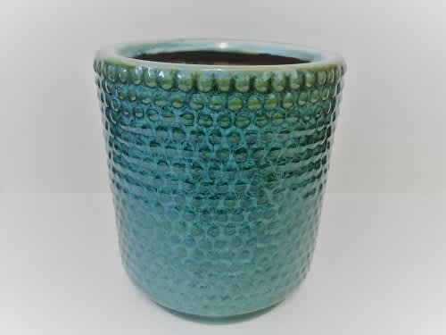 Falling Green Glazed Ceramic Round Vase