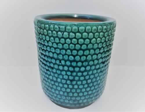 Aqua Glazed Ceramic Round Vase