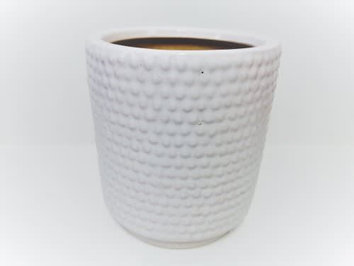 White Glazed Ceramic Round Vase