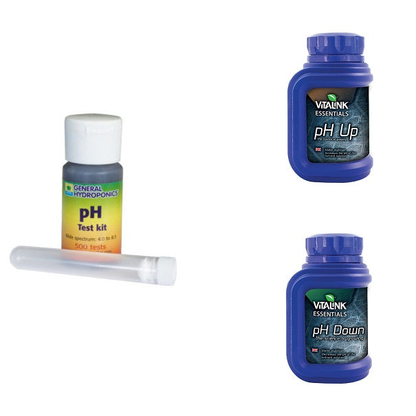 Complete pH testing and Adjustment Kit with Vitalink pH Up & pH Down - Hydroponic Testing Equipment