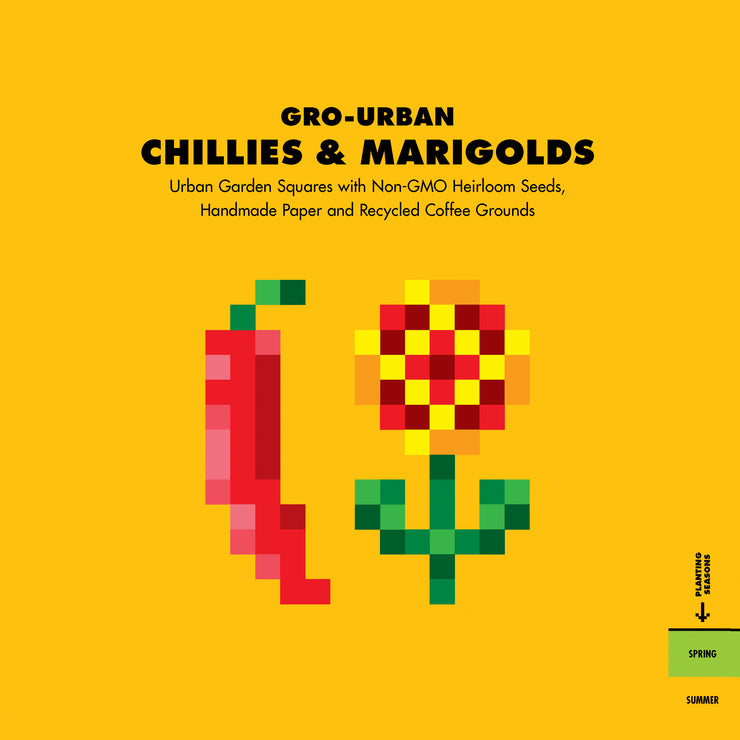 Gro-Urban - Square Foot Gardening Squares - Chillis & Marigold - Companion Planting
