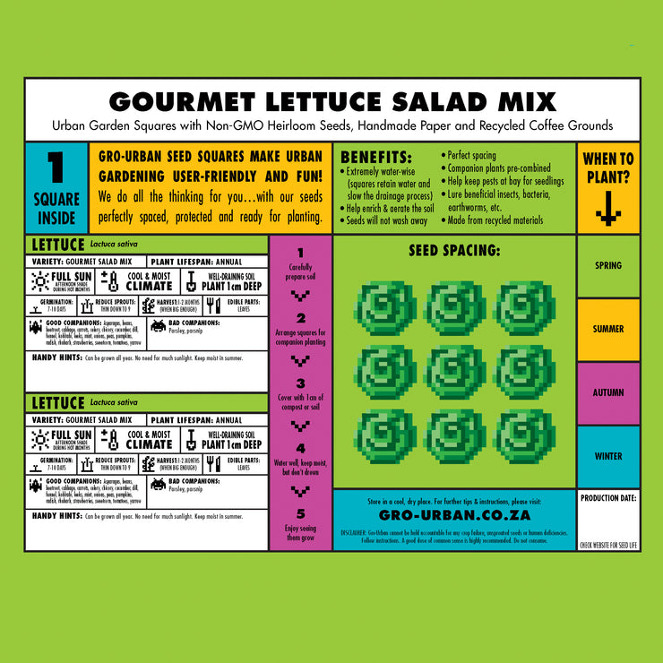 Gro-Urban - Square Foot Gardening Squares - Gourmet Lettuce