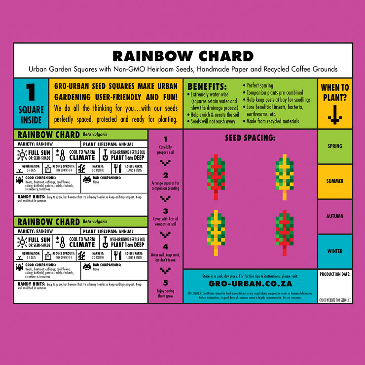 Gro-Urban - Square Foot Gardening Squares - Rainbow Chard