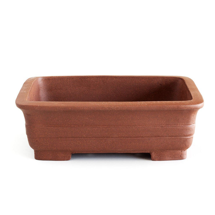 Unglazed 25cm x 19cm x 8cm Banded Rectangular Bonsai Container / Pot