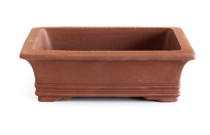 Unglazed 21cm x 15cm x 7cm Rectangular Banded Bonsai Container / Pot