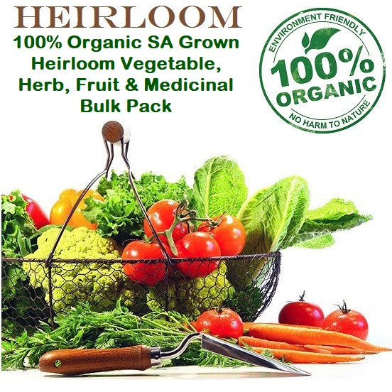 100% Organic SA Grown Heirloom Vegetable, Herb, Fruit & Medicinal Bulk Pack - Package Deals