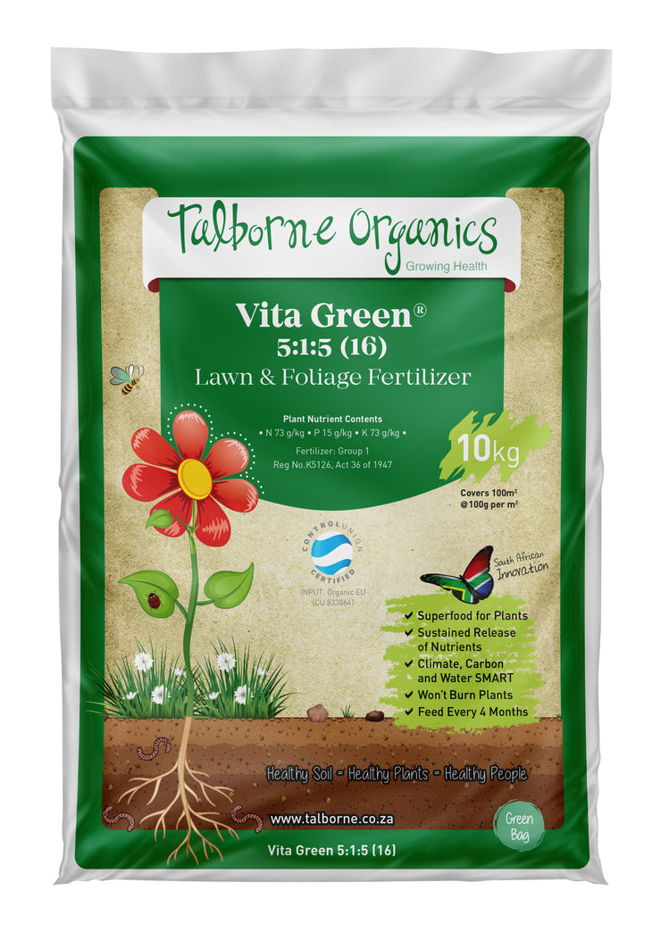 Talborne Organics - Vita Green 5:1:5 (16) Lawns, Palms & Tropical Gardens Organic Fertilizer