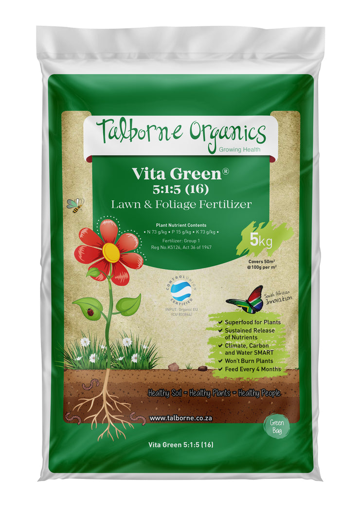 Talborne Organics - Vita Green 5:1:5 (16) Lawns, Palms & Tropical Gardens Organic Fertilizer